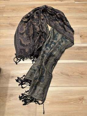 Vintage Jerusalem Paisley Reversible Cashmere  Scarf